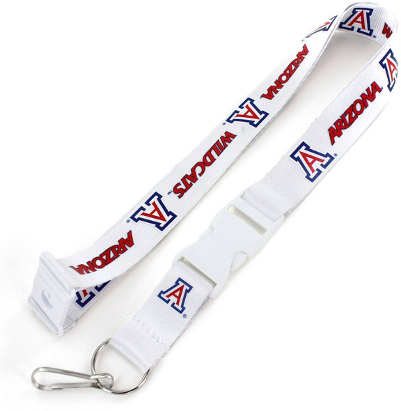 NCAA Arizona Wildcats Team Lanyard Keychain ID Holder NCAA Fan Accessory, White