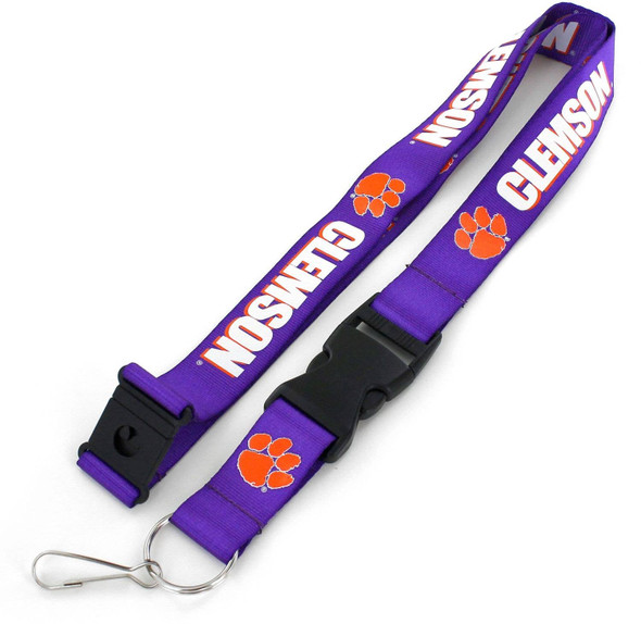 NCAA Clemson Tigers Team Lanyard Keychain ID Holder NCAA Fan Accessory, Purple