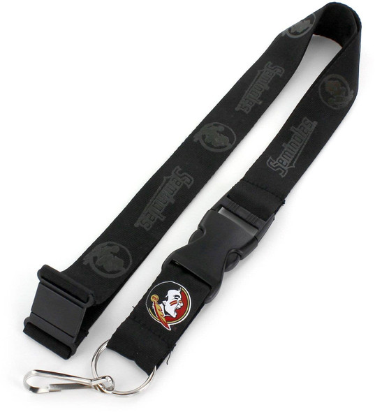 NCAA Florida State Seminoles Black on Black Lanyard Keychain ID Holder NCAA Fan Accessory