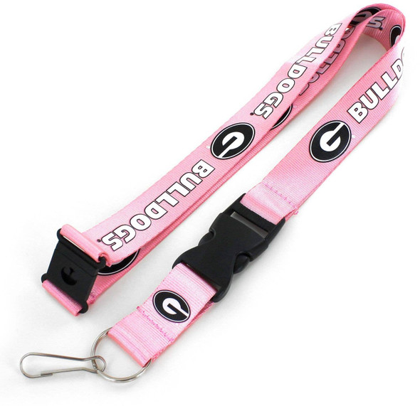NCAA Georgia Bulldogs Team Lanyard Keychain ID Holder NCAA Fan Accessory, Pink