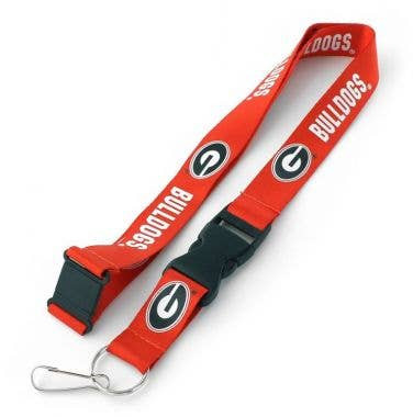NCAA Georgia Bulldogs Team Lanyard Keychain ID Holder NCAA Fan Accessory, Red