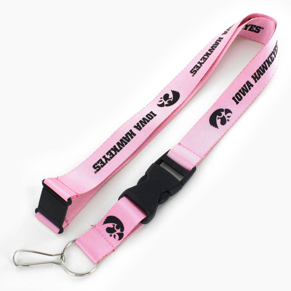 NCAA Iowa Hawkeyes Team Lanyard Keychain ID Holder NCAA Fan Accessory, Pink