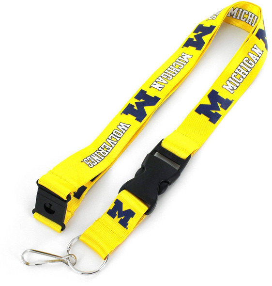 NCAA Michigan Wolverines Team Lanyard Keychain ID Holder NCAA Fan Accessory, Yellow