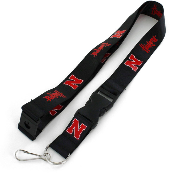 NCAA Nebraska Cornhuskers Team Lanyard Keychain ID Holder NCAA Fan Accessory, Black