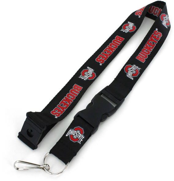 NCAA Ohio State Buckeyes Team Lanyard Keychain ID Holder NCAA Fan Accessory, Black
