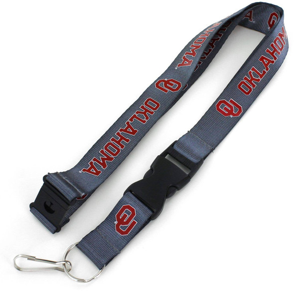 NCAA Oklahoma Sooners Team Lanyard Keychain ID Holder NCAA Fan Accessory, Charcoal