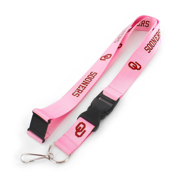 NCAA Oklahoma Sooners Team Lanyard Keychain ID Holder NCAA Fan Accessory, Pink
