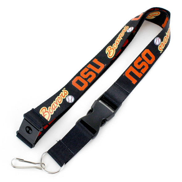 NCAA Oregon State Beavers "Script" Team Lanyard Keychain ID Holder NCAA Fan Accessory, Black