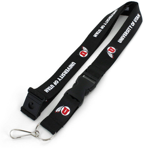NCAA Utah Utes Team Lanyard Keychain ID Holder NCAA Fan Accessory, Black