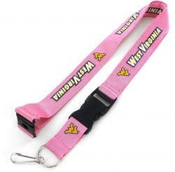 NCAA West Virginia Mountaineers Team Lanyard Keychain ID Holder NCAA Fan Accessory, Pink