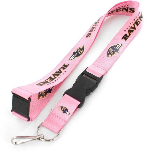 NFL Baltimore Ravens Team Lanyard Keychain ID Holder NFL Fan Accessory, Pink