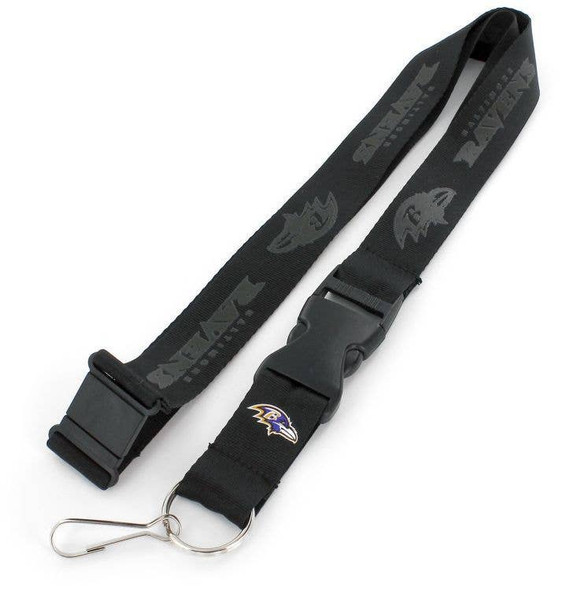 NFL Baltimore Ravens Black on Black Lanyard Keychain ID Holder NFL Fan Accessory