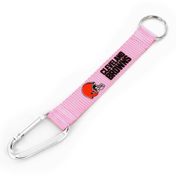 NFL Cleveland Browns Carabiner Lanyard Keychain ID Holder NFL Fan Accessory Keychain, Pink