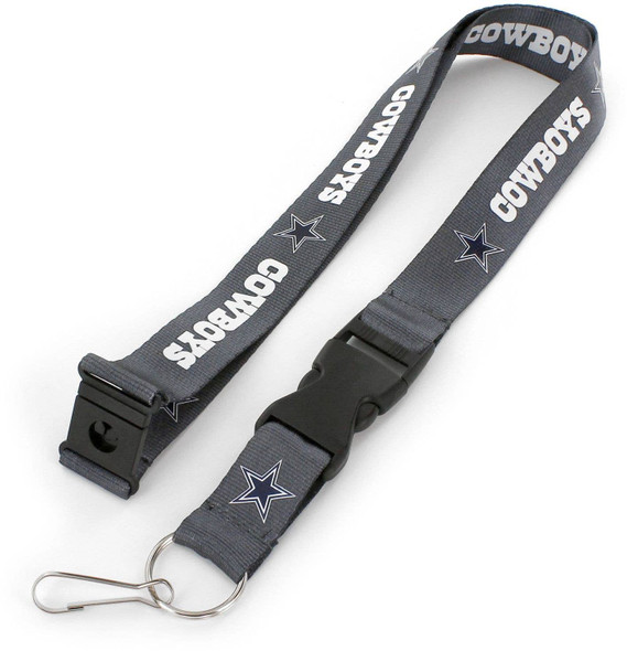 NFL Dallas Cowboys Team Lanyard Keychain ID Holder NFL Fan Accessory, Charcoal