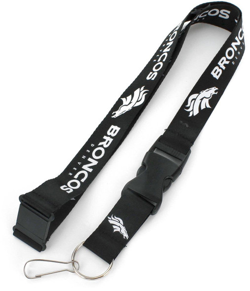 NFL Denver Broncos Team Lanyard Keychain ID Holder NFL Fan Accessory, Black & White