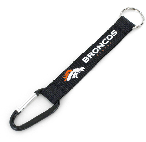 NFL Denver Broncos Carabiner Lanyard Keychain ID Holder NFL Fan Accessory Keychain, Black