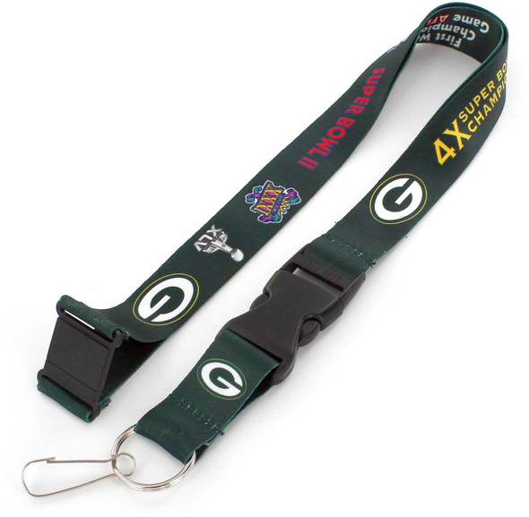 NFL Green Bay Packers 4X Super Bowl Champ Dynasty Lanyard Keychain ID Holder NFL Fan Accessory