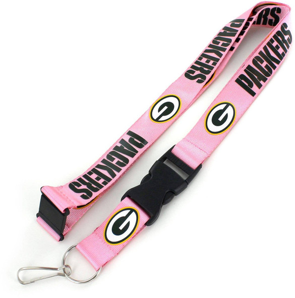NFL Green Bay Packers Team Lanyard Keychain ID Holder NFL Fan Accessory, Pink