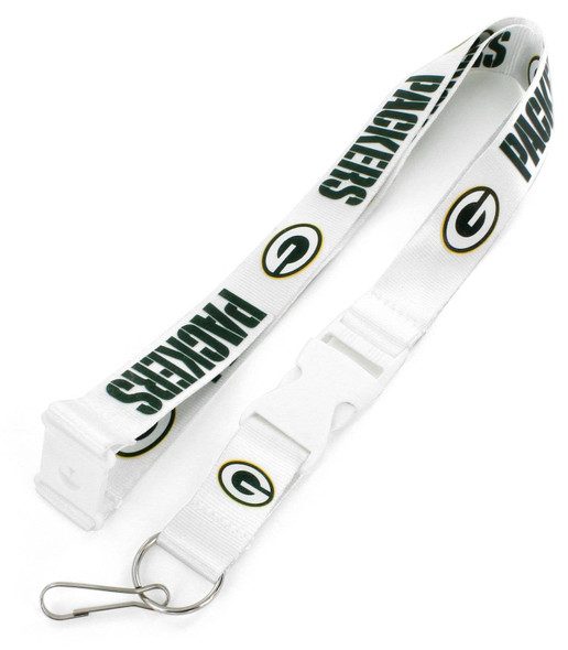 NFL Green Bay Packers Team Lanyard Keychain ID Holder NFL Fan Accessory, White
