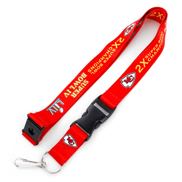 NFL Kansas City Chiefs 2X Super Bowl Champ Dynasty Lanyard Keychain ID Holder NFL Fan Accessory