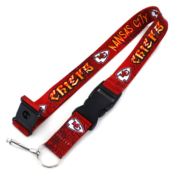 NFL Kansas City Chiefs Graffiti Lanyard Keychain ID Holder NFL Fan Accessory