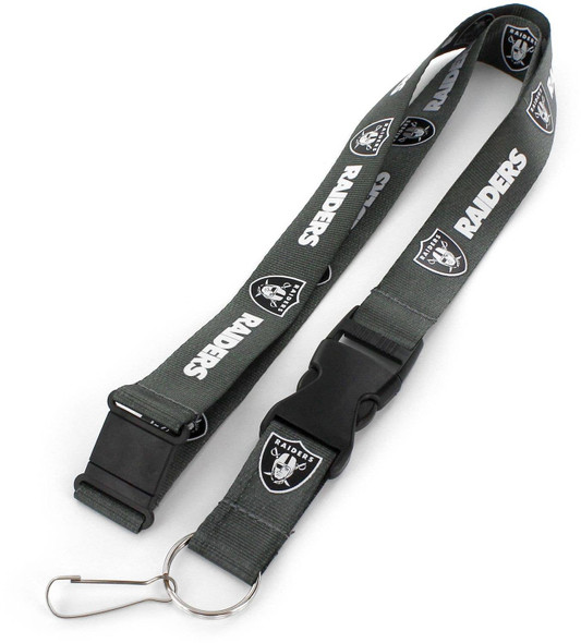NFL Las Vegas Raiders Team Lanyard Keychain ID Holder NFL Fan Accessory, Charcoal