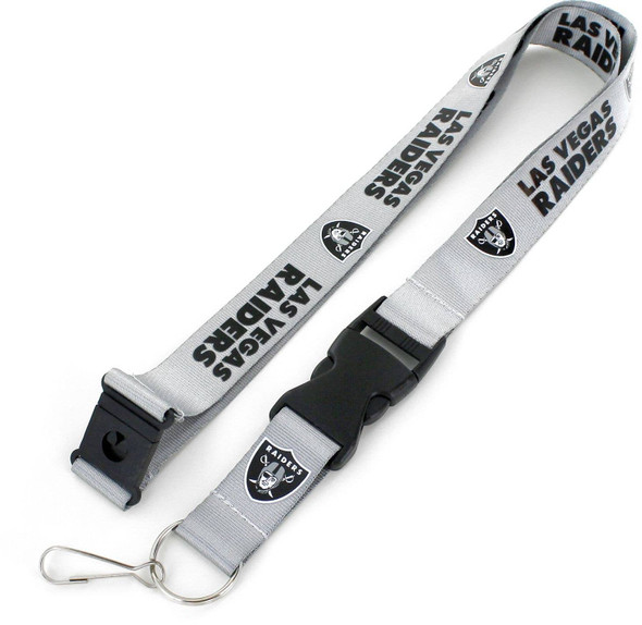 NFL Las Vegas Raiders Team Lanyard Keychain ID Holder NFL Fan Accessory, Gray