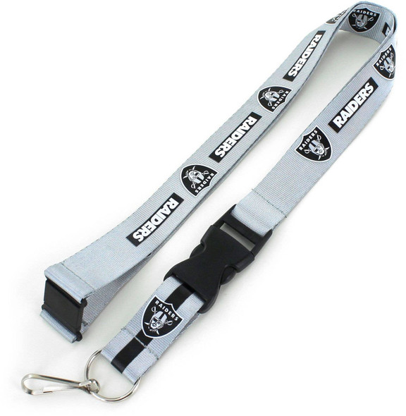 NFL Las Vegas Raiders Team Lanyard Keychain ID Holder NFL Fan Accessory, Silver