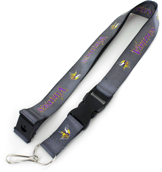 NFL Minnesota Vikings Team Lanyard Keychain ID Holder NFL Fan Accessory, Charcoal