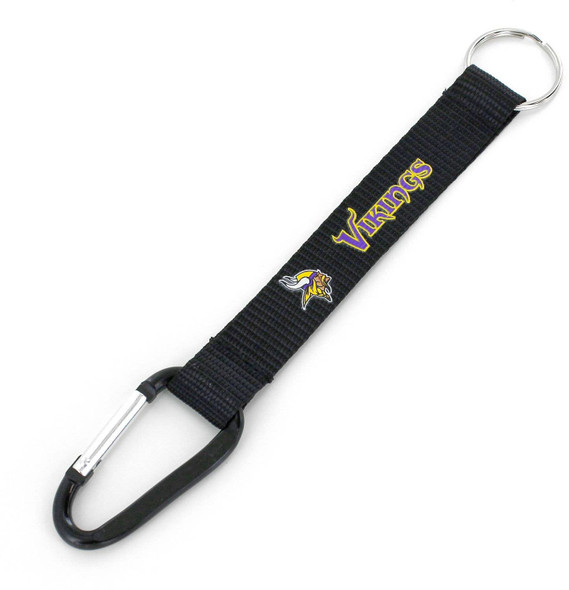 NFL Minnesota Vikings Carabiner Lanyard Keychain ID Holder NFL Fan Accessory Keychain, Black