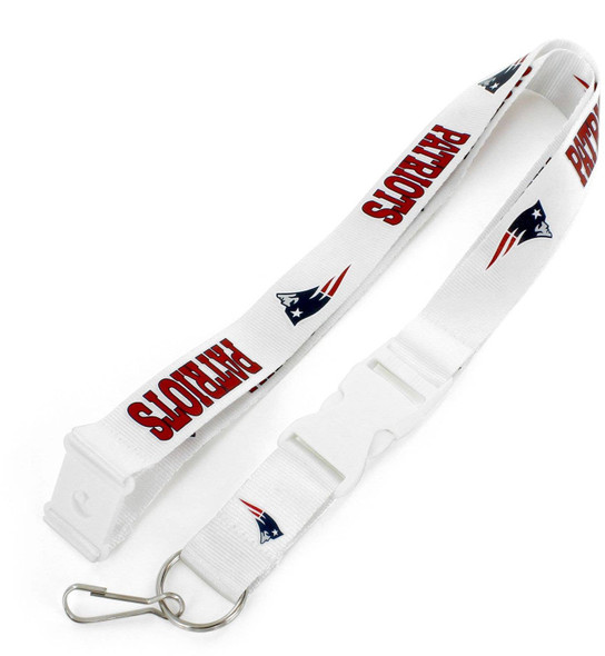 NFL New England Patriots Team Lanyard Keychain ID Holder NFL Fan Accessory, White