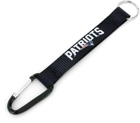 NFL New England Patriots Carabiner Lanyard Keychain ID Holder NFL Fan Accessory Keychain, Black