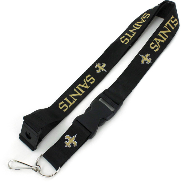 NFL New Orleans Saints Team Lanyard Keychain ID Holder NFL Fan Accessory, Black