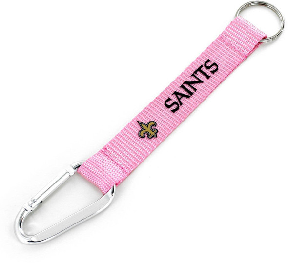 NFL New Orleans Saints Carabiner Lanyard Keychain ID Holder NFL Fan Accessory Keychain, Pink