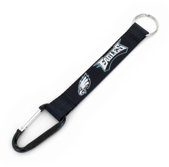 NFL Philadelphia Eagles Carabiner Lanyard Keychain ID Holder NFL Fan Accessory Keychain, Black