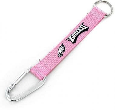 NFL Philadelphia Eagles Carabiner Lanyard Keychain ID Holder NFL Fan Accessory Keychain, Pink