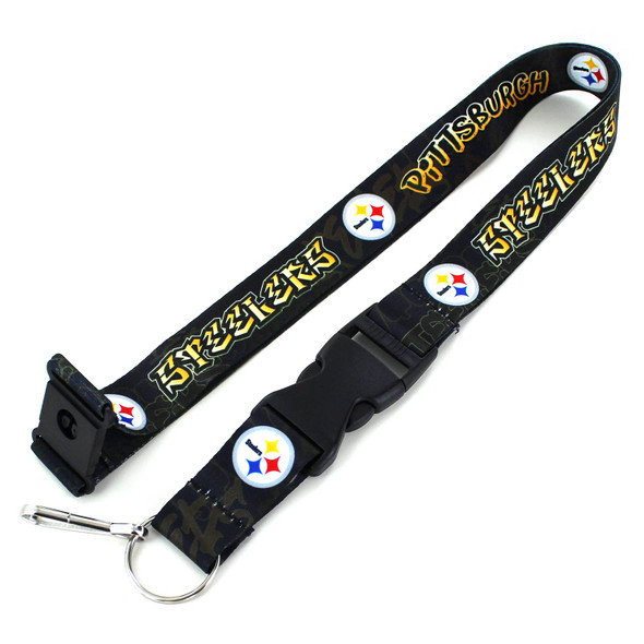NFL Pittsburgh Steelers Graffiti Lanyard Keychain ID Holder NFL Fan Accessory