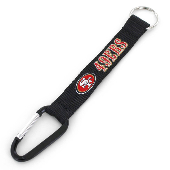 NFL San Francisco 49ers Carabiner Lanyard Keychain ID Holder NFL Fan Accessory Keychain, Black
