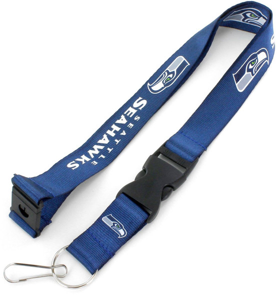 NFL Seattle Seahawks Team Lanyard Keychain ID Holder NFL Fan Accessory, Dark Blue