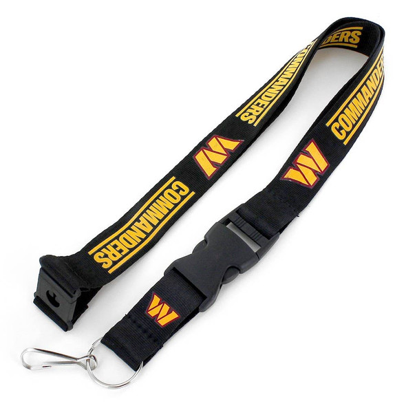 NFL Washington Commanders Team Lanyard Keychain ID Holder NFL Fan Accessory, Black