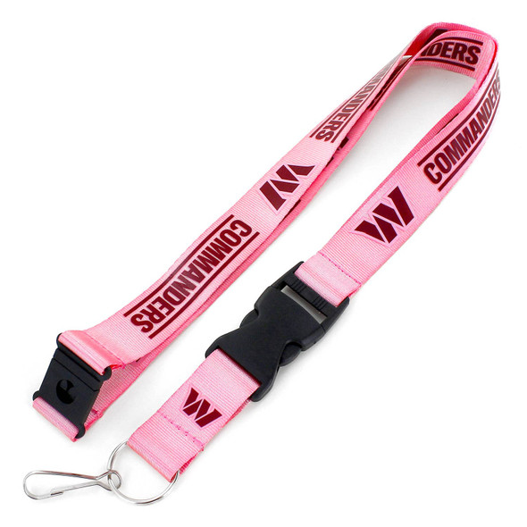 NFL Washington Commanders Team Lanyard Keychain ID Holder NFL Fan Accessory, Pink
