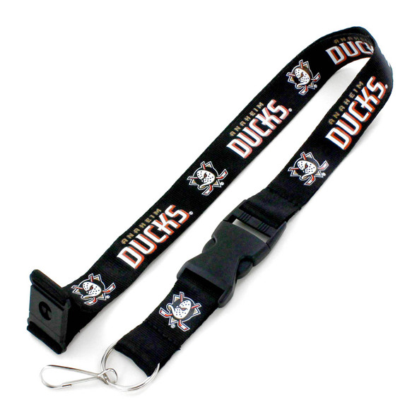 NHL Anaheim Ducks Team Lanyard Keychain ID Holder NHL Fan Accessory, Black