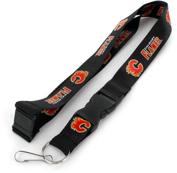 NHL Calgary Flames Team Lanyard Keychain ID Holder NHL Fan Accessory, Black