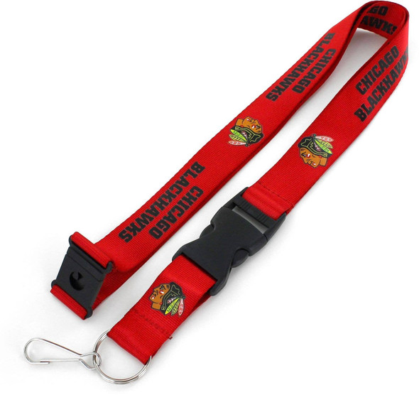 NHL Chicago Blackhawks Team Lanyard Keychain ID Holder NHL Fan Accessory, Red