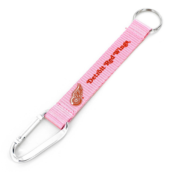 NHL Detroit Red Wings Pink Carabiner Lanyard Keychain ID Holder NHL Fan Accessory Keychain