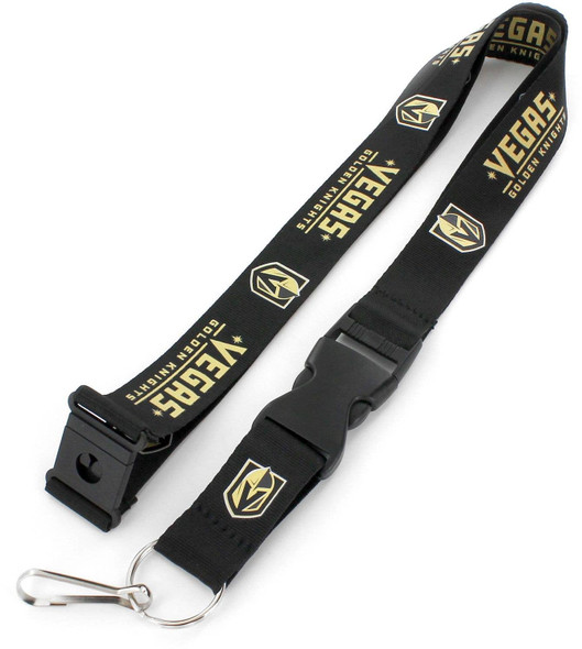 NHL Vegas Golden Knights Team Lanyard Keychain ID Holder NHL Fan Accessory, Black