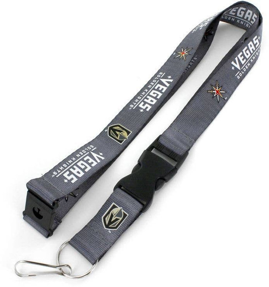 NHL Vegas Golden Knights Team Lanyard Keychain ID Holder NHL Fan Accessory, Charcoal