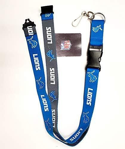 Lions 2-Tone Design Premium Lanyard Keychain ID Holder NFL Fan Accessory 2-Sided Breakaway Clip Keychain Football