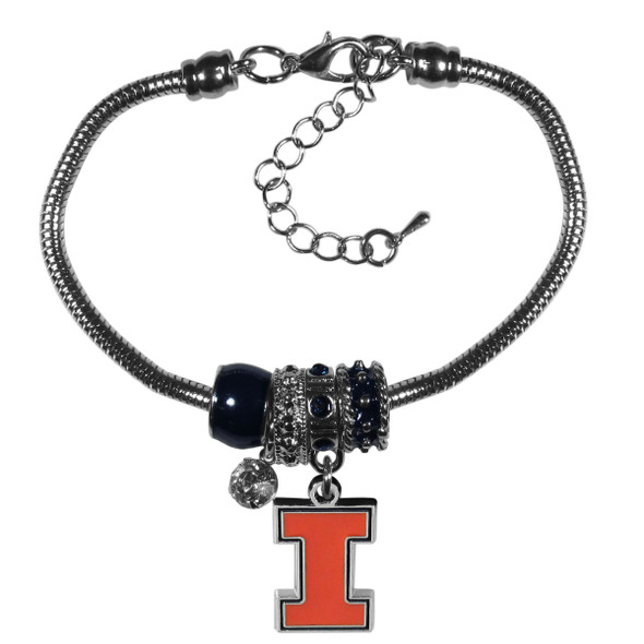 Illinois Fighting Illini Euro Bead Bracelet