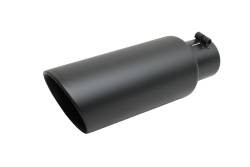 Gibson Black Ceramic Coated Rolled Edge Angle Cut Exhaust Tip 3" Inlet 5" Outlet 12" Length – 500661-B